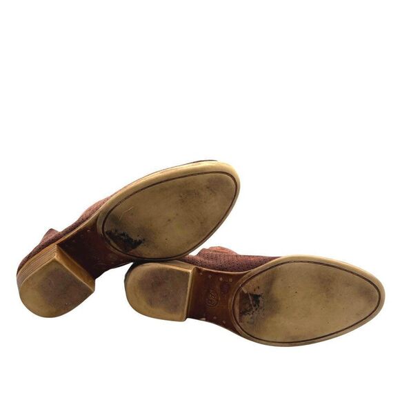 Lucky Brand Larna Perforated Booties 7 Low Heel Boot Ankle Boots Clay Brown Red - Picture 6 of 7